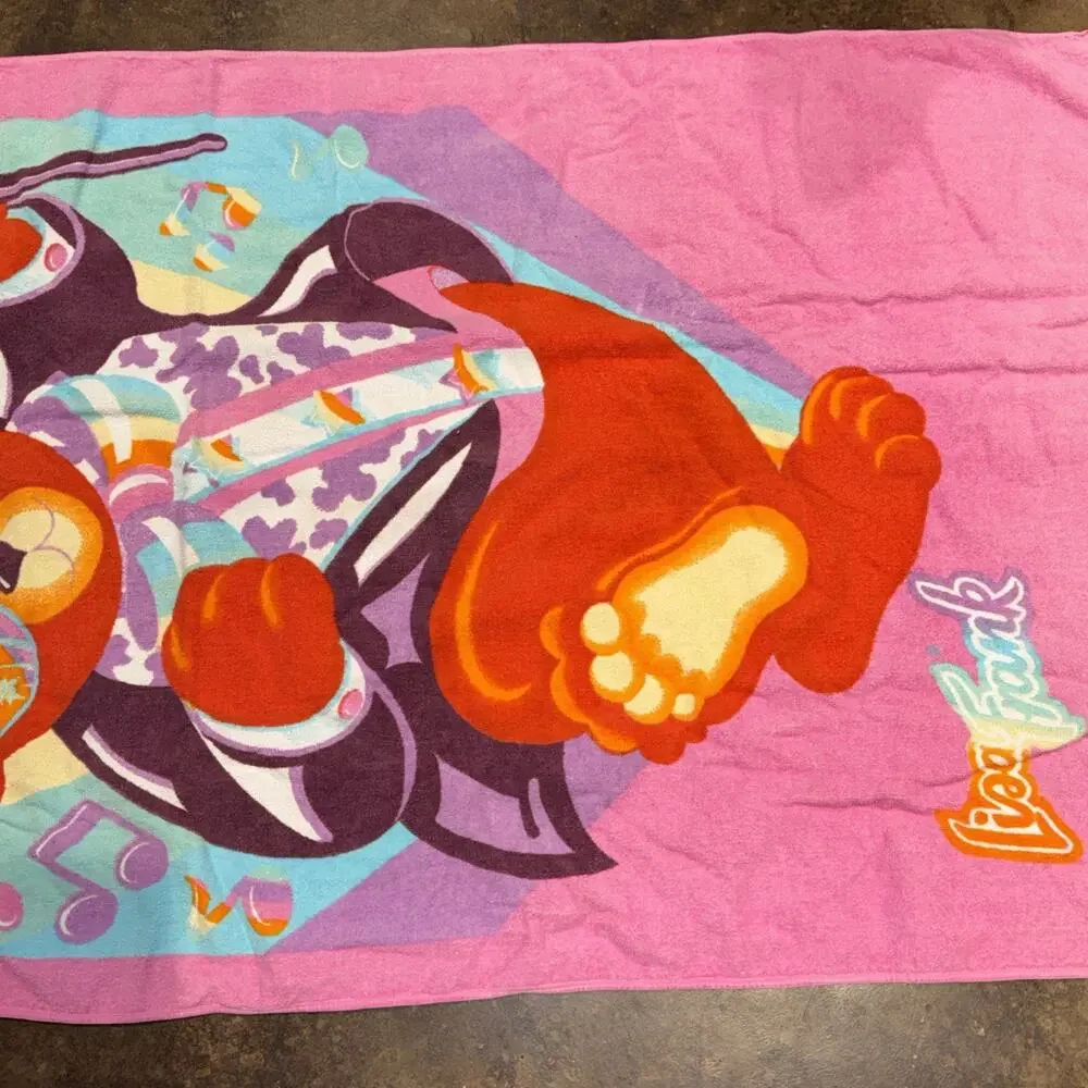 Lisa Frank Beach Towel Vintage Hollywood Bear Party Vibrant Colors Rare